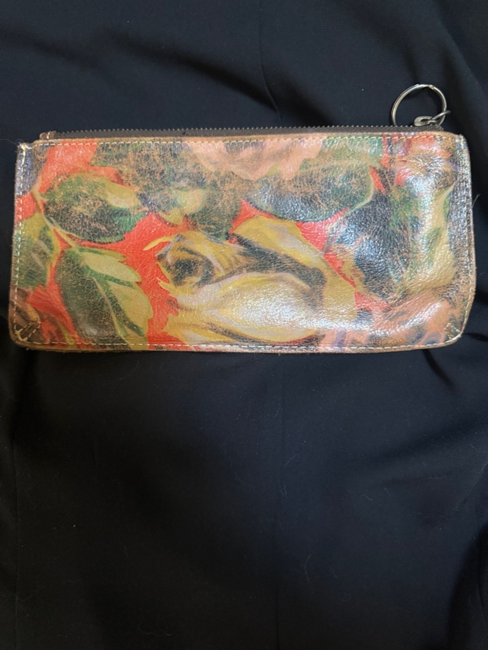 Patricia Nash Floral Leather Zip Wallet - Red, Green, Yellow, Brown